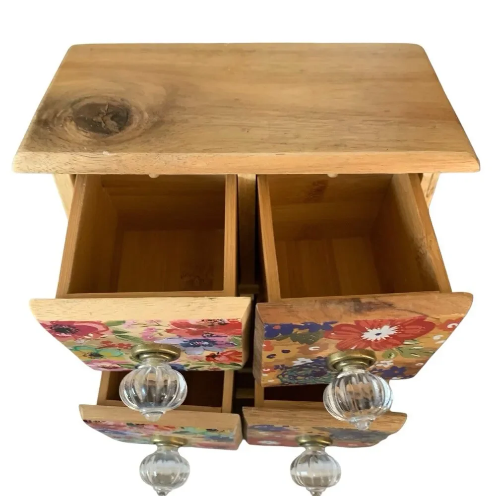 The Pioneer Woman Spice Box 4 Drawer Dazzling Dahlias Floral Acrylic Knobs RARE